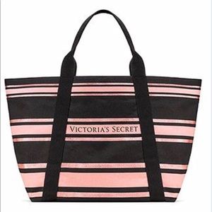 Victoria’s Secret striped sparkle weekender tote